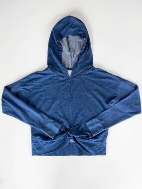 ANTHRO | CLOTH & STONE Blue Chambray Knotted Blue Hoodie-Small
